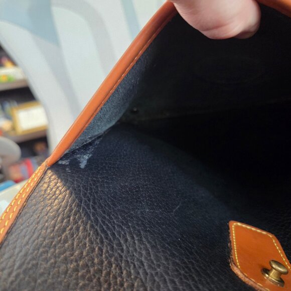 Vintage Dooney & Bourke All Weather Leather Backpack Black Tan No Fob Large - Picture 14 of 16